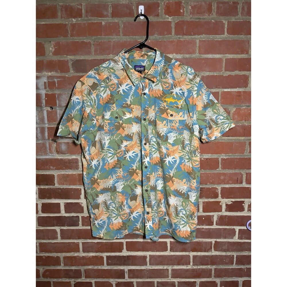 Patagonia Steersman Multicolor Button Down Up Shirt Tropical Hawaiian Adult XL